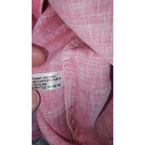 Tommy Bahama Relax Mens M Button Up Shirt Pink 100% Linen Short Sleeve * - Picture 16 of 16